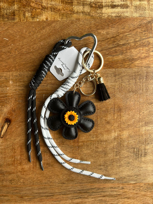 Sleutelhanger Bloem Zwart